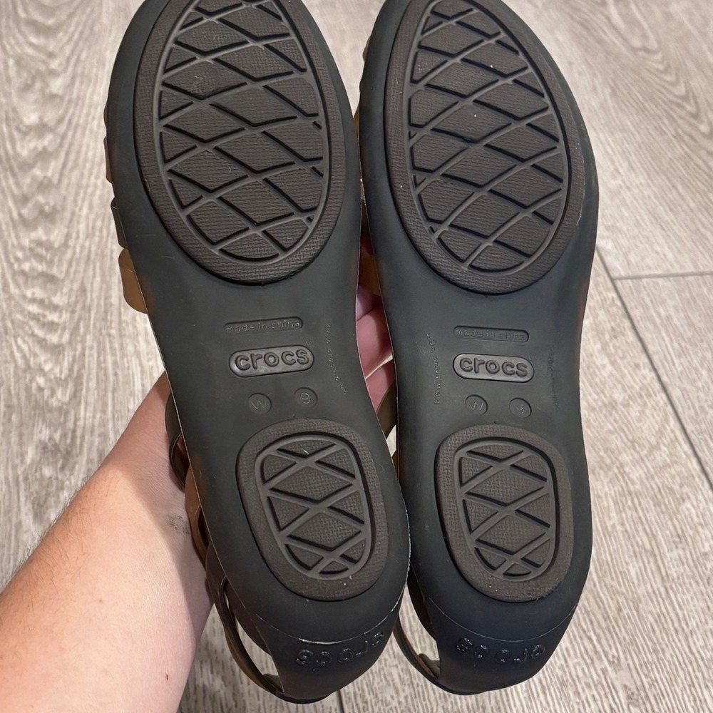 Crocs Isabella Strappy Sandals Womens 9 Brown Bronze Huarache Jelly Flat Shoes - Picture 6 of 7